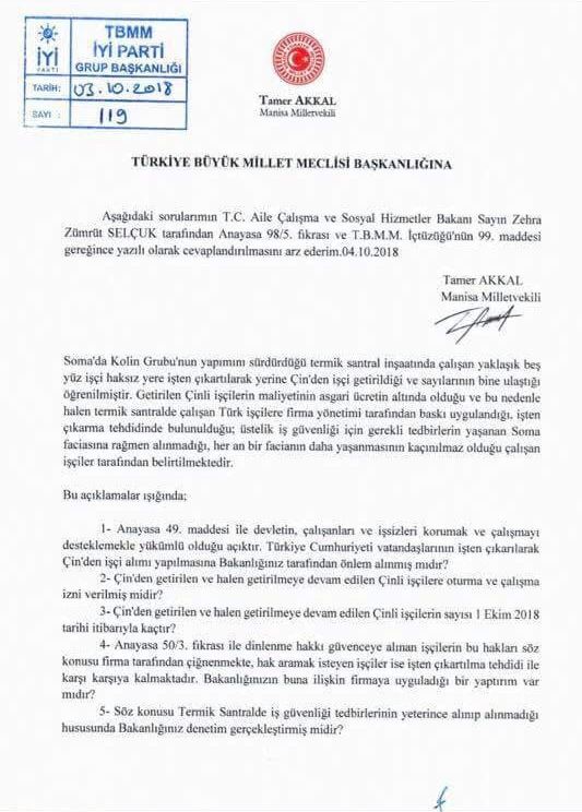 İYİ PARTİLİ AKKAL, “HÜKÜMET KOLİN GRUBUNU KORUYOR MU?”