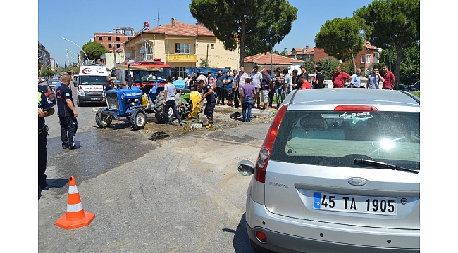 Saruhanlı kavşağında trafik kazası: 1 yaralı