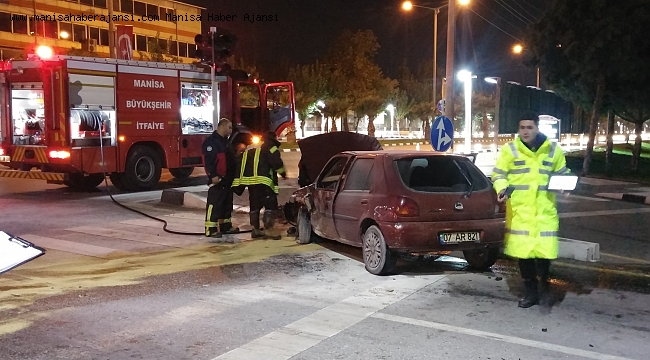 Kaza yapan otomobil alev aldı: 3 yaralı