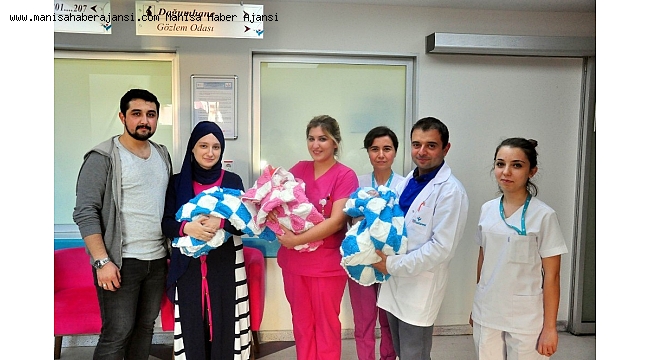 Manisalı çift üçüzlerini 50 gün sonra kucaklarına aldı