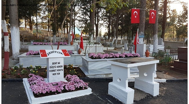 Şehit mezarları çiçek açtı