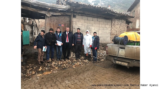 Manisa'da hayvan sağlığı için dezenfekten çalışması