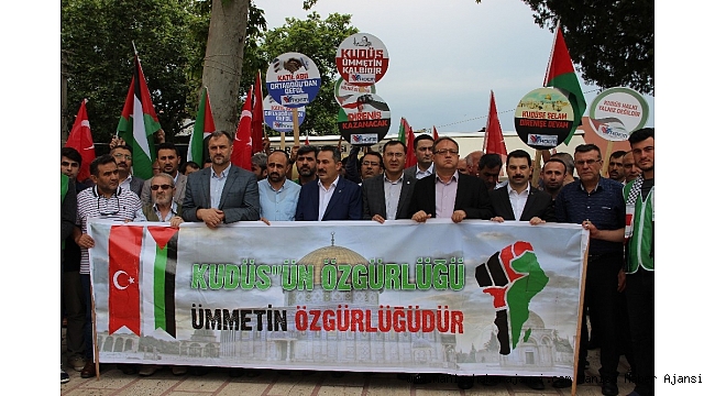 Manisa'dan İsrail ve Fransa'ya tepki, Filistin'e destek