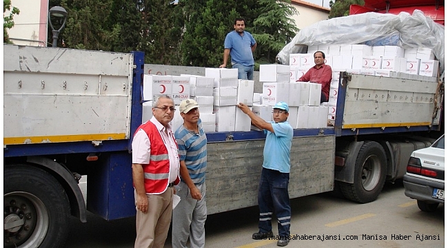 Sarıgöl&#039;de Kızılay&#039;dan gıda kolisi desteği