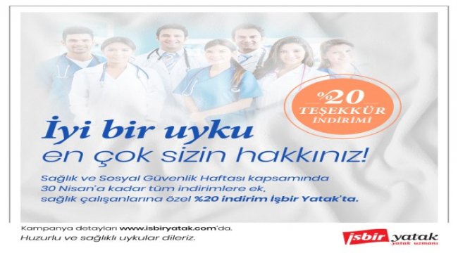 Sağlık çalışanlarına teşekkür indirimi