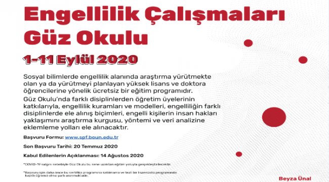 Engellilik Çalışmaları Güz Okulu’na başvurular başlıyor