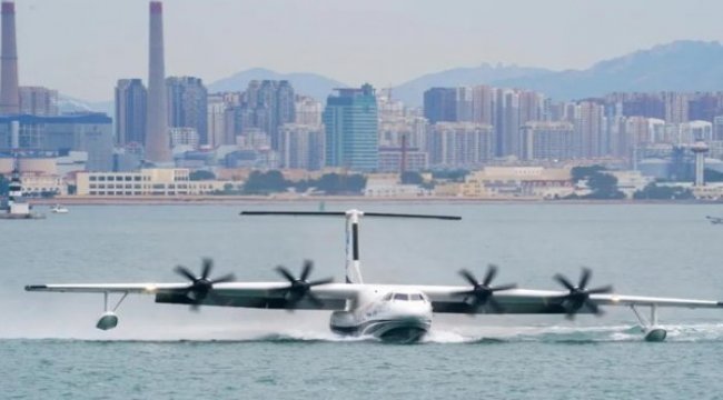 An AG600 amphibian aircraft developed by China took its first flight