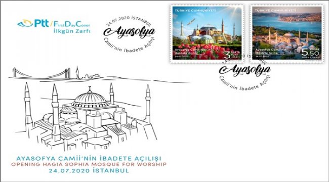 PTT’den "Ayasofya Camii'nin İbadete Açılışı" konulu anma pulu