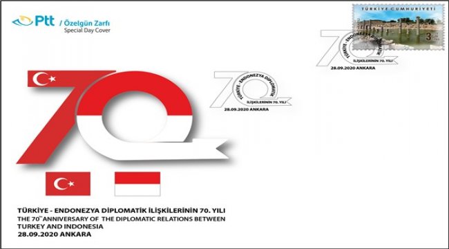 Türkiye-Endonezya diplomatik ilişkilerin 70. yılı konulu özelgün zarfı