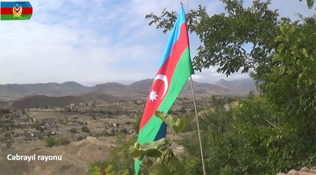 Cəbrayıl rayonunun işğaldan azad olunan ərazilərində Azərbaycan Bayrağı dalğalanır