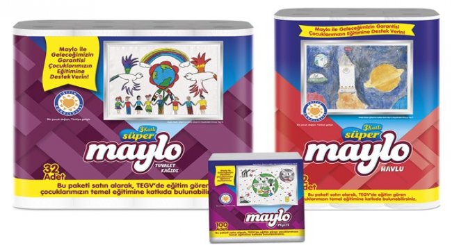 Çocukların hayallerindeki dünya, Maylo ambalajlarında
