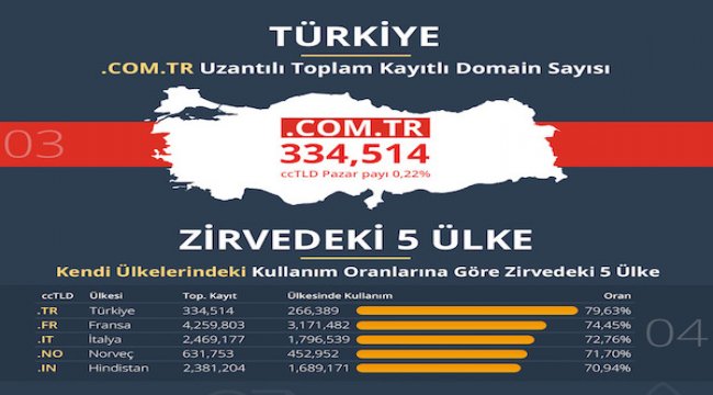 Ülke uzantılı alan adı kullanımında lider Türkiye