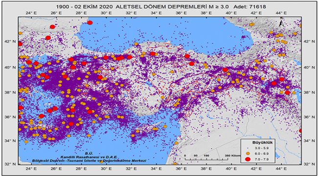 Türkiye genelinde günde ortalama 1 adet 3 ila 3.9 büyüklüğünde deprem oluyor