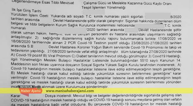COVID-19  SAĞLIK ÇALIŞANLARI İÇİN  MESLEK HASTALIĞI’DIR