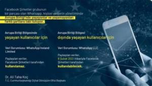 Cumhurbaşkanlığı Dijital Dönüşüm Ofisi Başkanı Koç'tan WhatsApp açıklaması: BİP ve Dedi kullanalım