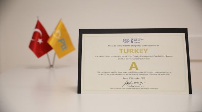 PTT’ye “A kalite” hizmet ödülü