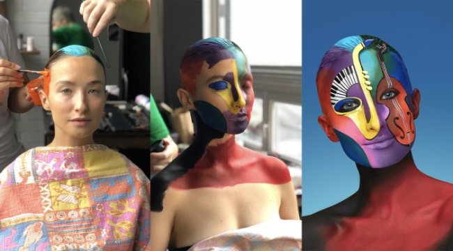 İnsan yüzünü tuval yaptı, Altın Ödülü aldı