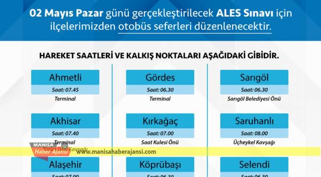 Büyükşehir'den ALES'e Girecek Adaylara Otobüs Desteği