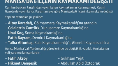 Manisa'da 6 İlçenin Kaymakamı Değişti