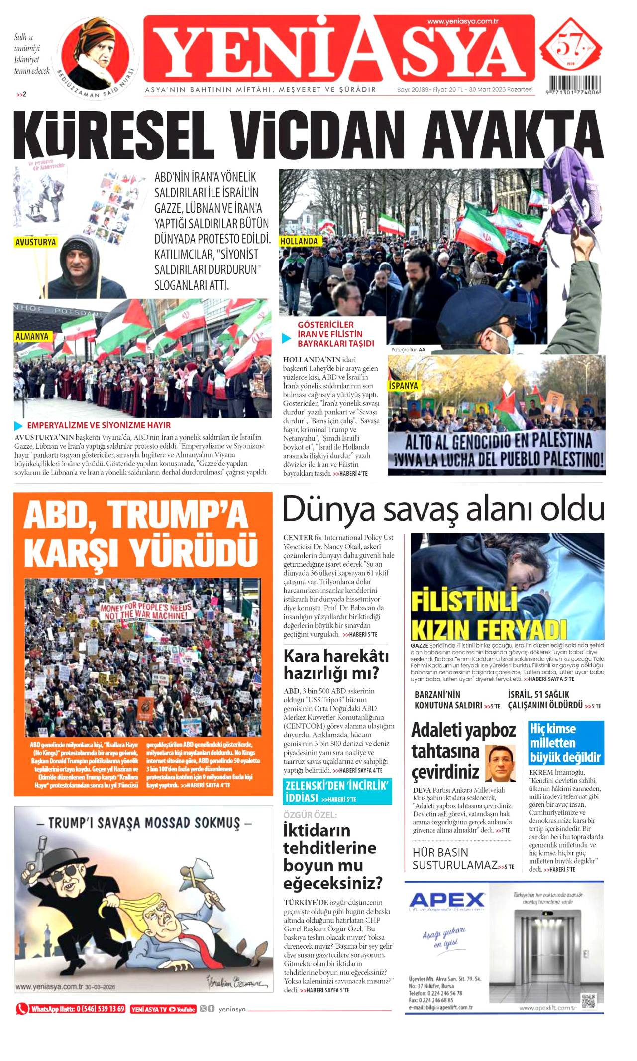 Yeni Asya Gazetesi Gazete Manşeti