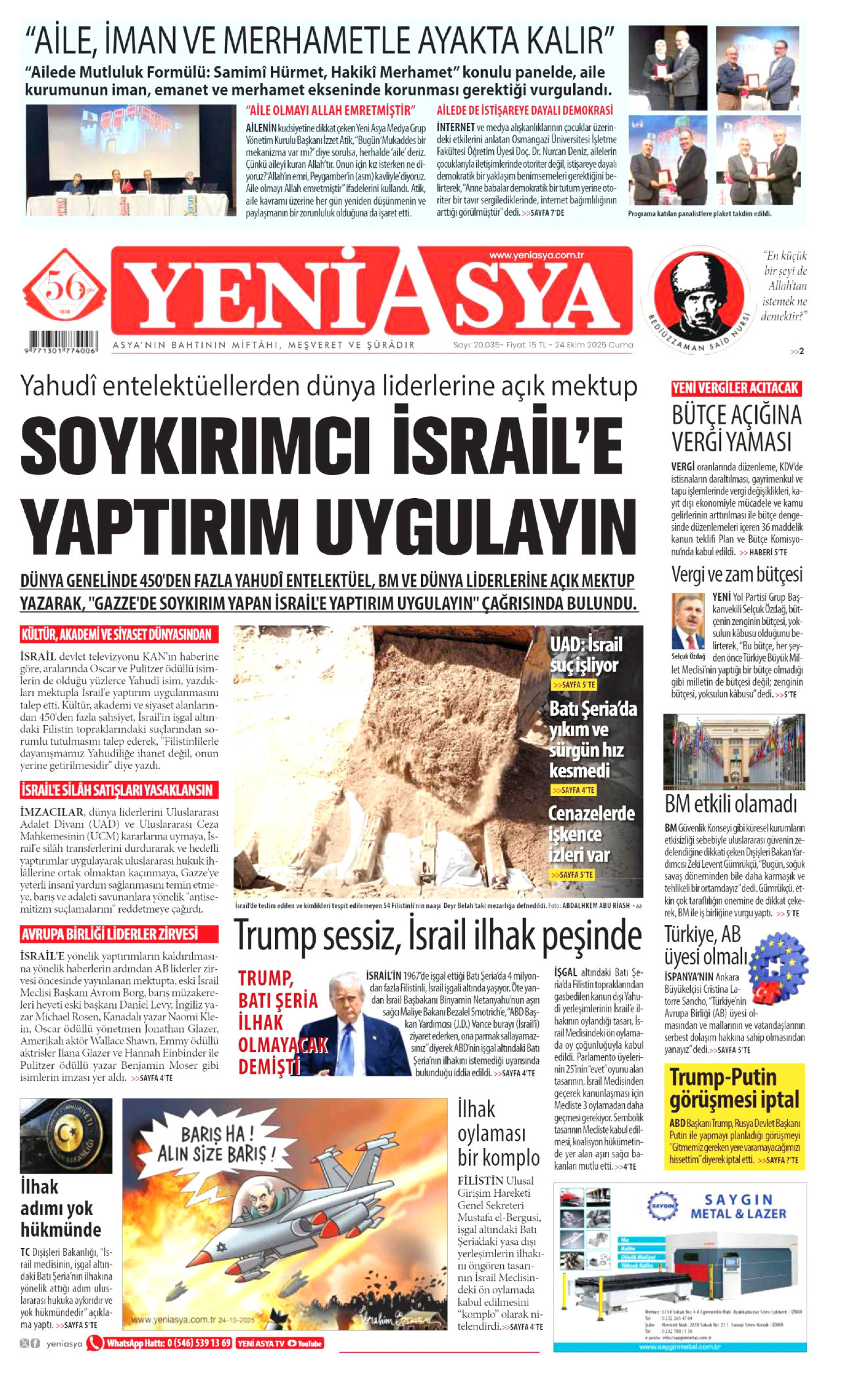 YENİ ASYA Gazete Manşeti