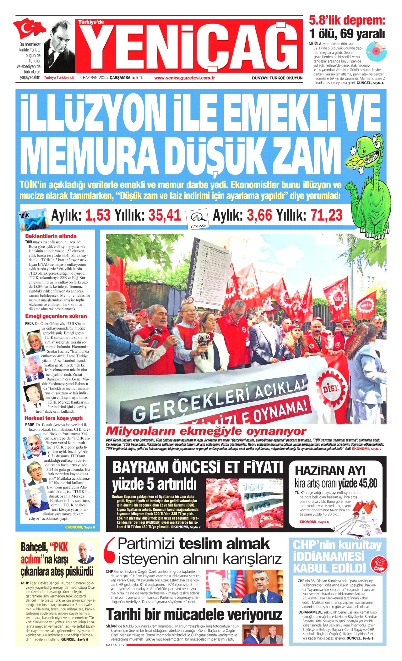 YENİÇAĞ Gazete Manşeti