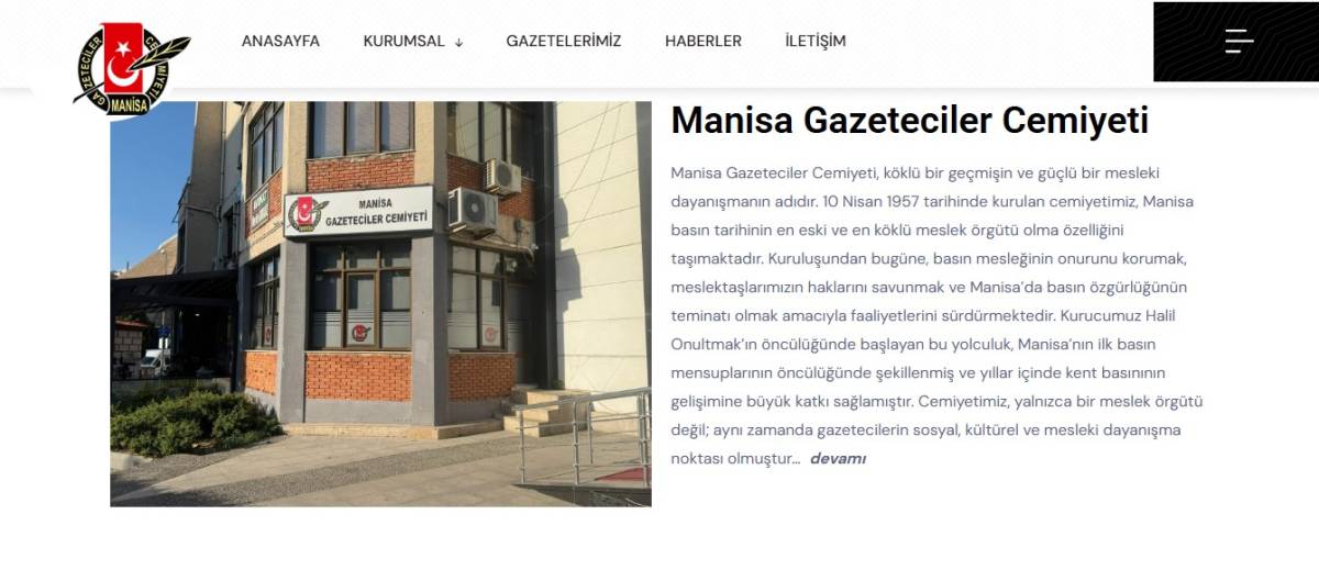 Manisa Gazeteciler Cemiyeti’nin resmi web sitesi yayında