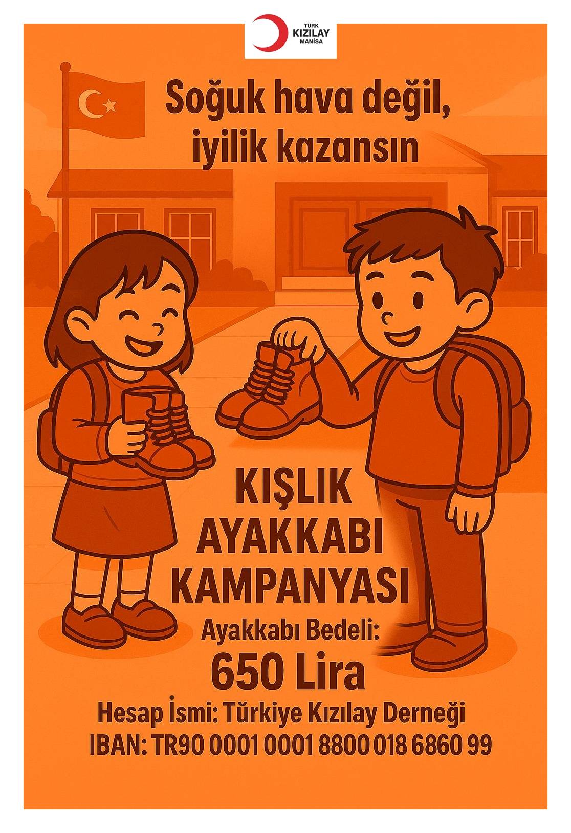 Kızılay Manisa’dan çocuklara kışlık ayakkabı kampanyası