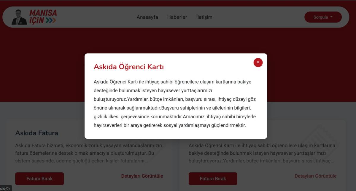 Manisa’da Sosyal Dayanışma Dijitalleşti: Askıda Fatura Dönemi