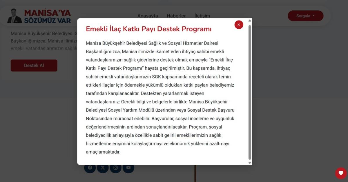 Manisa’da Emeklilere Büyük Destek: İlaç Katkı Payı Başvuruları Başladı